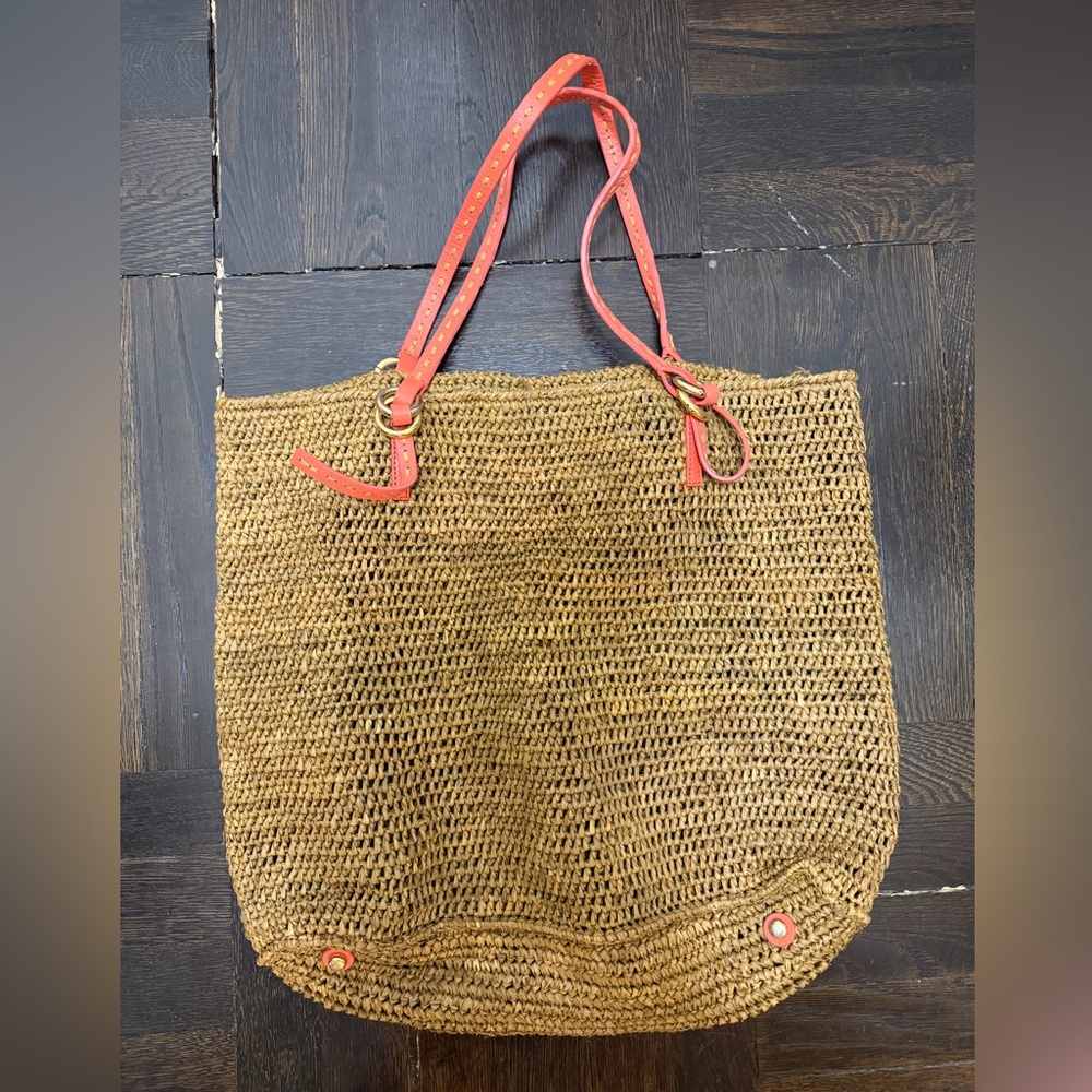 Michael Kors Collection Tan Tote with pink straps